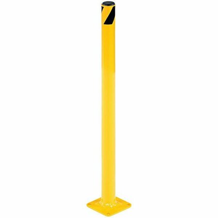 VESTIL 4'' x 4'' x 24'' Yellow Steel Fixed Safety Bollard BOL-24-2 - 1 3/4'' Diameter 736BOL242